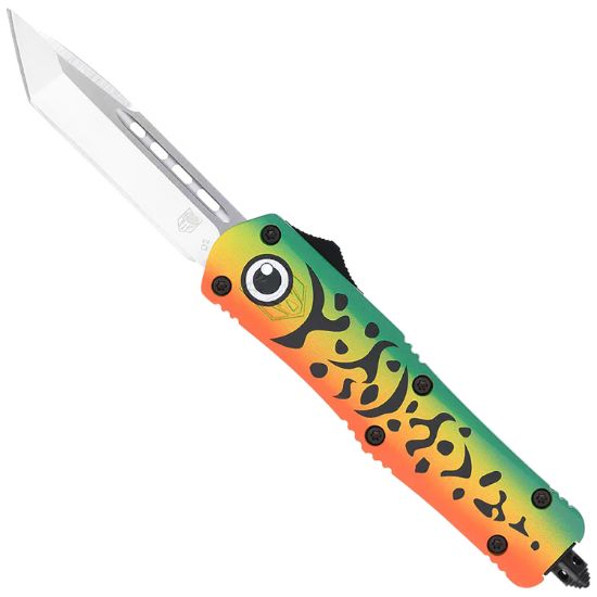 Picture of Cobratec Knives Mflgnfs3tns Fs-3 Fishing Lure Medium 3" Otf Tanto Plain Satin D2 Steel Blade, 4.50" Green Fishing Lure Aluminum Cerakoted Handle 