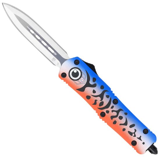 Picture of Cobratec Knives Mflblufs3dagns Fs-3 Blue Lure Medium 3" Otf Dagger Plain Satin D2 Steel Blade, 4.50" Blue Fishing Lure Aluminum Cerakoted Handle 