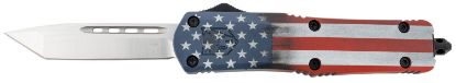 Picture of Cobratec Knives Mcusafs3tns Fs-3 American Flag Medium 3" Otf Tanto Plain Satin D2 Steel Blade, 5" Us Flag Aluminum Cerakoted Handle 