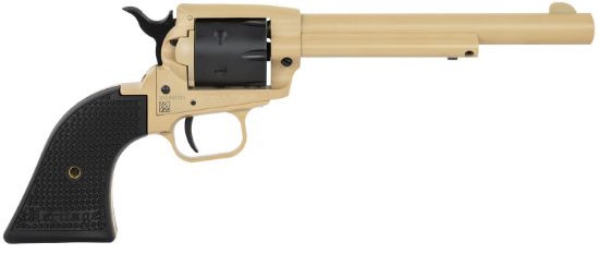 Picture of Heritage Mfg Srr22v6 Rough Rider 22 Lr 6 Shot, 6.50" Sabre Sand Cerakote Steel Barrel & Frame, Black Satin Cylinder, Black Polymer Grip, Hammer/Thumb Safety, Exposed Hammer 