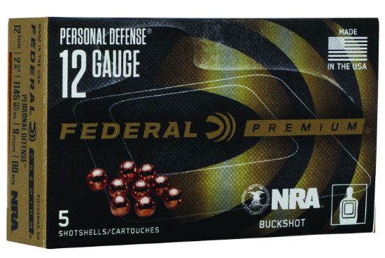 Picture of Federal Pd132nra00 Premium Personal Defense 12 Gauge 2.75" 00 Buck Shot 5 Per Box/ 50 Case 