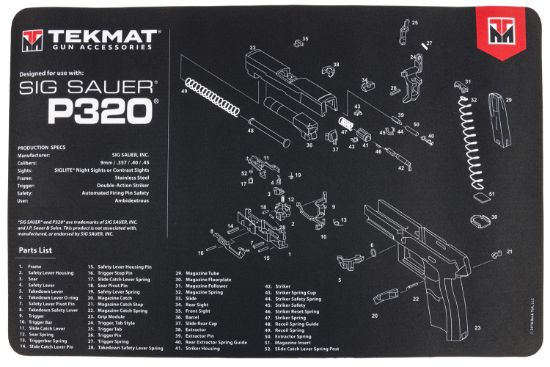 Picture of Tekmat Tekr17sigp320 Sig Sauer P320 Cleaning Mat Sig P320 Parts Diagram 11" X 17" 