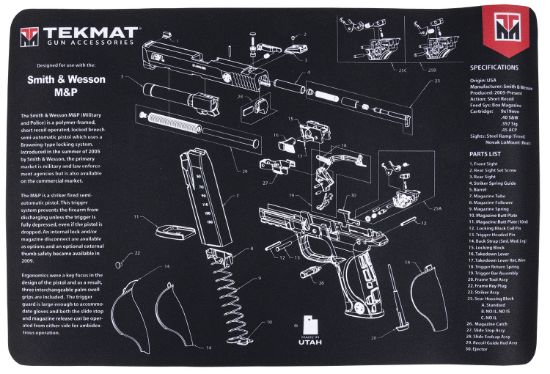 Picture of Tekmat Tekr17swmp S&W M&P Cleaning Mat S&W M&P Parts Diagram 11" X 17" 