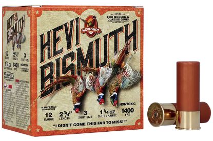 Picture of Hevi-Shot Hs14713 Hevi-Bismuth Upland 12 Gauge 2.75" 1 1/4 Oz Bismuth 3 Shot 25 Per Box/ 10 Case 