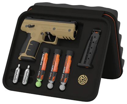 Picture of Byrna Technologies Sk68300tankinetic Sd Kinetic Kit Co2 .68 Cal 5Rd, Tan Polymer, Black Rubber Honeycomb Grip, C02 & 15 Projectiles Included 