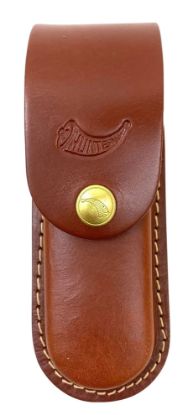 Picture of Hunter Company 027-111 Knife Sheath Belt Loop Tan Leather Fits 4.75-5.50" Closed Folded Knife 