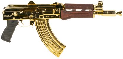 Picture of Zastava Arms Usa Zp92762srgl Zpap92 7.62X39mm 30+1 10" 24K Gold Plated/ Cold Hammerforged/ Chrome Lined Barrel, Steel 24K Gold Plated Receiver, Serbian Red Wood Grips 