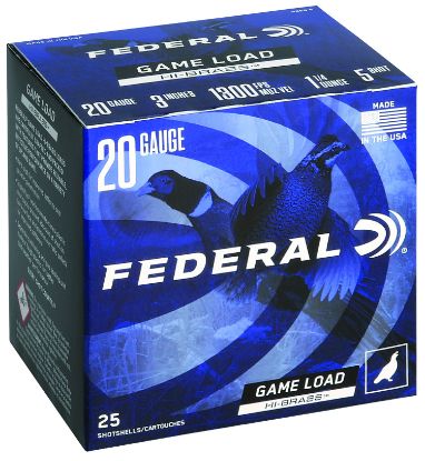 Picture of Federal H2585 Game-Shok High Brass 20 Gauge 3" 1 1/4 Oz 5 Shot 25 Per Box/ 10 Case 