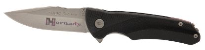 Picture of Hornady 99143 Folding Plain Satin W Laser Engraved Logo 420Hc Ss Blade Black Gfn Handle Includes Pocket Clip 