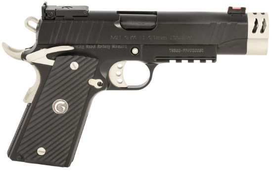 Picture of Eaa Girsan 390616 Mc1911 C Carry Frame 10Mm Auto 9+1, 4.40" Black Compensated Barrel, Black Serrated Steel Slide & Frame W/Beavertail & Picatinny Rail, Checkered Laminate Grip, Ambidextrous 