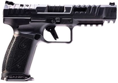 Picture of Canik Hg7010n Sfx Rival-S Full Size Frame 9Mm Luger 18+1, 5" Black Steel Barrel, Dark Side Optic Ready/Serrated W/Ports Steel Slide, Frame W/Picatinny Rail, Ambidextrous 