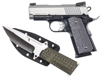 Picture of Kahr Arms De1911uttk Desert Eagle 1911 U W/1911 Knife 45 Acp 6+1 3" Stainless Serrated Slide, Two-Tone W/Black Finish Aluminum Frame W/Beavertail, Black/Gray G10 Grips 