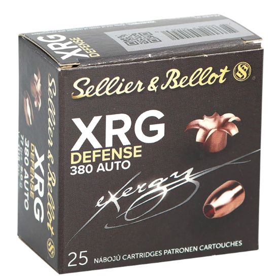 Picture of Sellier & Bellot Sb380xa Xrg Defense 380 Acp/9Mm Browning Court 77 Gr Solid Copper Hollow Point 25 Per Box/40 Cs 