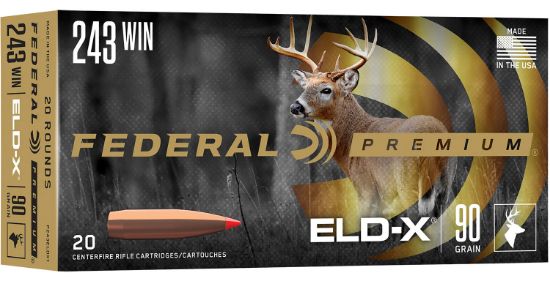 Picture of Federal P243eldx1 Premium Eld-X 243 Win 90 Gr Extremely Low Drag Expanding 20 Per Box/ 10 Case 