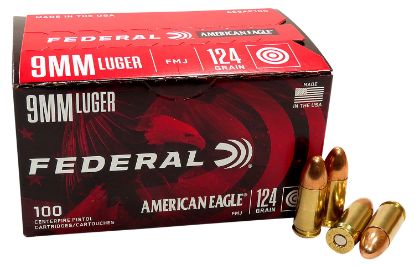 Picture of Federal Ae9ap100 American Eagle Handgun 9Mm Luger 124 Gr Full Metal Jacket 100 Per Box/ 5 Case 