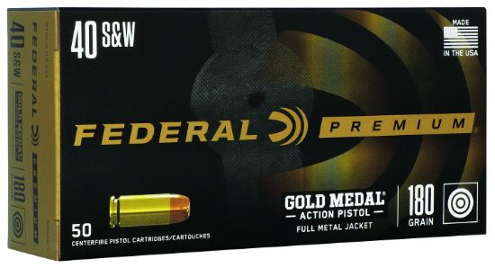 Picture of Federal Gm40ap1 Gold Medal Centerfire Pistol 40 S&W 180 Gr Full Metal Jacket 50 Per Box/ 10 Case 