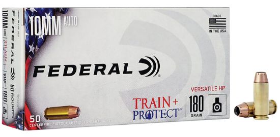 Picture of Federal Tp10vhp1 Train + Protect 10Mm Auto 180 Gr Versatile Hollow Point 50 Per Box/ 10 Case 