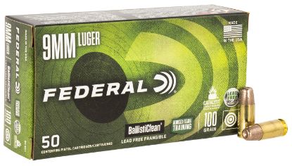 Picture of Federal Bc9h1 Ballisticlean Reduced Hazard Training 9Mm Luger 100 Gr Lead Free Frangible 50 Per Box/ 20 Case 