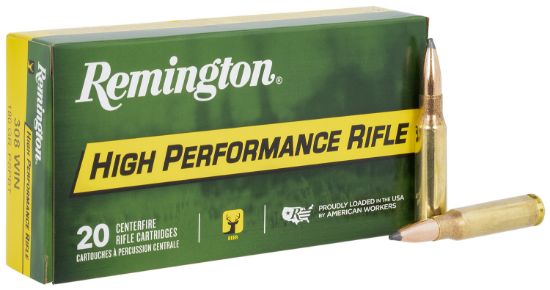 Picture of Remington Ammunition R21473 High Performance Rifle 308 Win 180 Gr Pointed Soft Point Boat Tail 20 Per Box/ 10 Case 