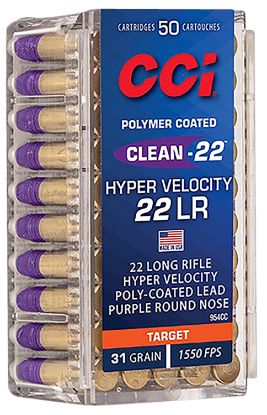 Picture of Cci 954Cc Clean-22 Hyper Velocity 22 Lr 31 Gr Ln Purple 50 Per Box/ 100 Case 