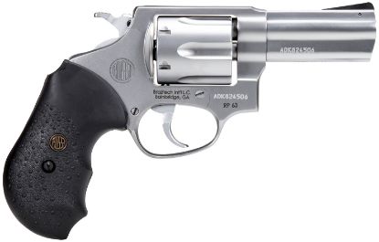 Picture of Rossi 2Rp639 Rp63 Small Frame 357 Mag 6 Shot, 3" Satin Stainless Steel Barrel, Cylinder & Frame, Black Textured Rubber Grip, Hammer Block Safety, Exposed Hammer 