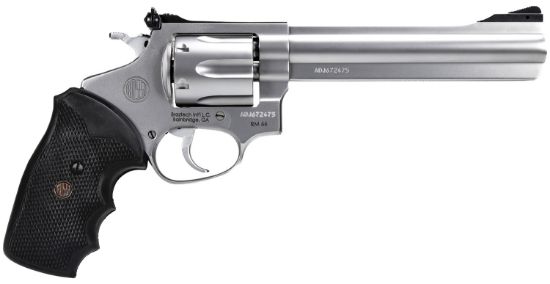 Picture of Rossi 2Rm669 Rm66 357 Mag 6 Shot 6" Satin Stainless Steel Barrel, Cylinder & Frame Black Checkered Rubber Grip 