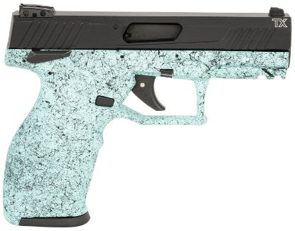 Picture of Taurus 1Tx22141sp4 Tx22 Full Size Full Size 22 Lr 16+1 4" Black Steel Thredaded Barrel, Black Hard Coat Anodized Serrated Slide, Cyan Polymer Frame W/Picatinny Rail 