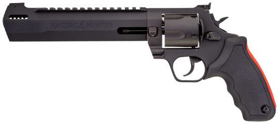 Picture of Taurus 2500081Rh Raging Hunter Large Frame 500 S&W Mag 5Rd 8.38" Black Ported/Target Crown Barrel, Matte Black Oxide Cylinder, Black Steel Frame Black Rubber Grip 