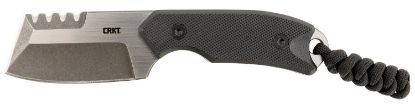 Picture of Crkt 4036 Razel Compact 2.32" Fixed Plain/Top Veff Serrations Brushed Stonewashed D2 Steel Blade, Black G10 Handle, Includes Cord Fob/Sheath 