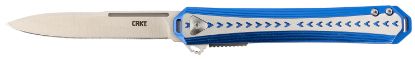 Picture of Crkt 6710 Stickler 3.38" Folding Plain Satin 12C27 Sandvik Blade/ Blue & Silver Aluminum Handle Includes Pocket Clip 