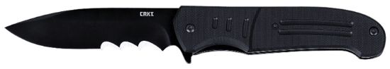 Picture of Crkt 6885 Ignitor 3.48" Folding Drop Point Part Serrated Black Oxide 8Cr13mov Ss Blade/Black G10 Handle Includes Pocket Clip 