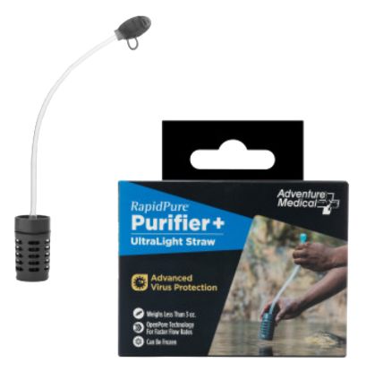 Picture of Rapidpure 01600105 Purifier + Ultralight Straw Black/Clear, 16" X 24" X 2.4", Includes Travel Pouch 