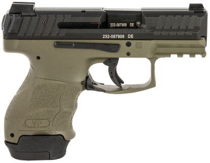 Picture of Hk 81000815 Vp9sk Subcompact 9Mm Luger 12+1/15+1 3.39" Serrated Slide, Green Polymer Frame W/Picatinny Rail, Black Finger Grooved W/Interchangeable Backstrap Grips Ambidextrous 