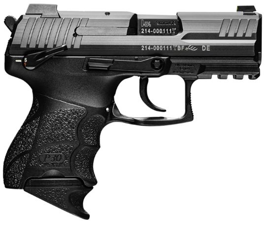 Picture of Hk 81000824 P30sk Sub-Compact 9Mm Luger 15+1 3.27" Black Matte Stainless Serrated Slide Black Polymer Frame W/Picatinny Rail Black Finger Grooved Polymer Grips Ambidextrous Hand 