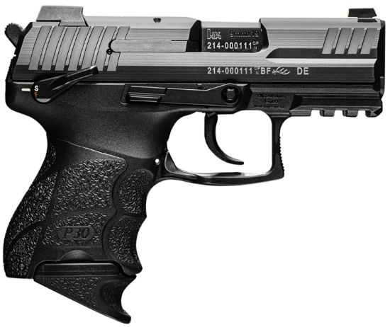 Picture of Hk 81000826 P30sk Sub-Compact 9Mm Luger 15+1 3.27" Black Matte Stainless Serrated Slide Black Polymer Frame W/Picatinny Rail Black Finger Grooved Polymer Grips Ambidextrous Hand 