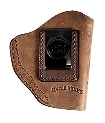 Picture of Uncle Mikes-Leather(1791) Umiwb2brwa Inside The Waistband Iwb Size 02 Brown Leather Belt Clip Fits Small Frame Revolver Right Hand 