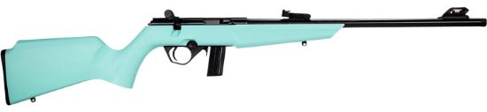 Picture of Rossi Rb22 Compact 22 Lr 10+1, 16" Matte Black Button Rifled Free Floating Steel Barrel, Matte Black Stainless Steel Receiver, Cyan Monte Carlo Stock, Right Hand 