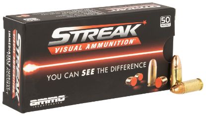 Picture of Ammo Inc 9124Tmcstrkred50 Streak Visual (Red) 9Mm Luger 124Gr Total Metal Case 50 Per Box/20 Case 