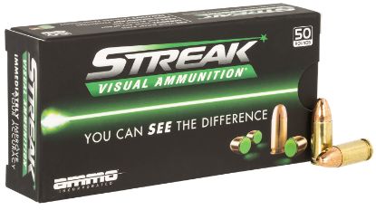 Picture of Ammo Inc 9124Tmcstrkgrn50 Streak Visual (Green) 9Mm Luger 124Gr Total Metal Case 50 Per Box/20 Case 