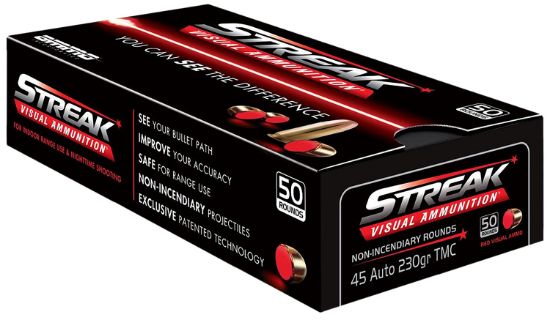 Picture of Ammo Inc 45230Tmcstrkred50 Streak Visual (Red) 45Acp 230Gr Total Metal Case 50 Per Box/20 Case 