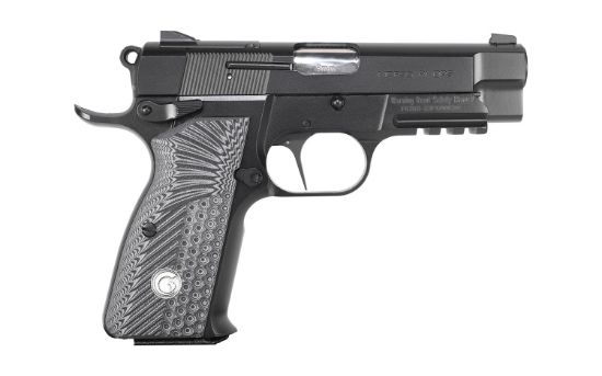 Picture of Eaa Girsan 390446 Mc P35pi Ops 9Mm Luger 15+1 3.88" Matte Black Optic Ready/Serrated Steel Slide, Matte Black Steel Frame W/Accessory Rail & Beavertail Black Textured G10 Grips Ambidextrous 