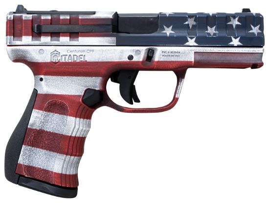 Picture of Citadel Citcp9usa Centurion Cp9 Compact Frame 9Mm Luger 14+1, 4" Black Steel Barrel, American Flag Cerakote Optic Ready/Serrated Steel Slide, Polymer Frame & Grip 