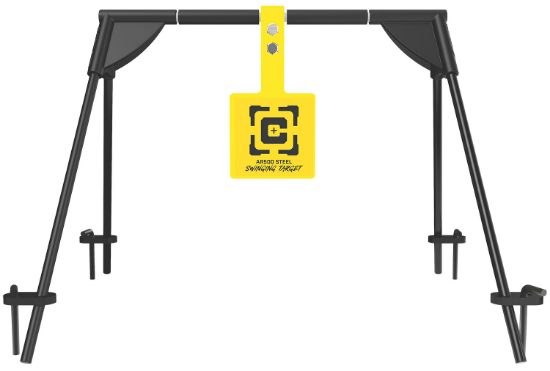 Picture of Caldwell 1187590 Swinging Rifle Black/Yellow Ar500 Steel Hanging Standing Includes Ground Stakes 