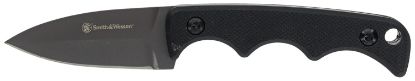 Picture of Smith & Wesson Knives 1193156 H.R.T. Neck Knife Fixed Spear Point/Plain Titanium Nitride Coated 8Cr13mov Ss Blade/Black G10 Handle Includes Sheath 