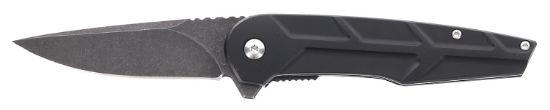 Picture of Schrade 1159329 Reckon 3.25" Folding Drop Point Plain Dark Stonewash D2 Steel Blade 4.40" Black Aluminum Handle 