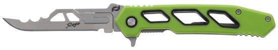 Picture of Schrade 1197645 Isolate Enrage 7 2.60" Folding Scalpel Plain Satin 420A Steel Blade, 4.25" Green Non-Slip Carbon Fiber Handle, Includes Blade Removal Tool/Case/Sheath/ 