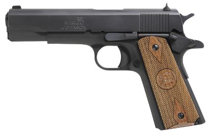 Picture of Iver Johnson Arms 1911A1938 1911 A1 38 Super 9+1 5" Black Steel Barrel, Matte Blued Serrated Steel Slide & Frame W/Beavertail, Double Diamond Checkered Walnut Grip 