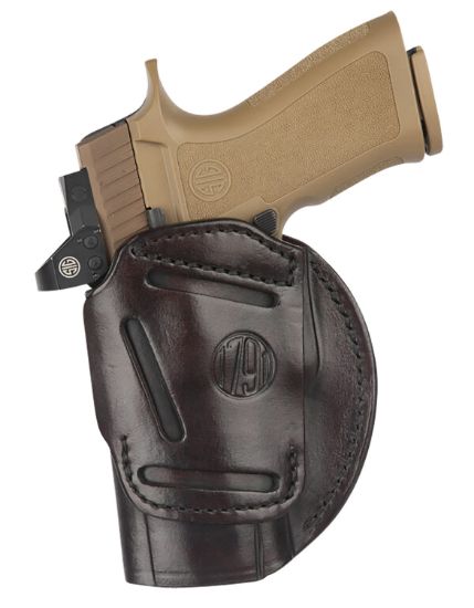 Picture of 1791 Gunleather 4Wh6sbrr 4-Way Iwb/Owb Size 06 Signature Brown Leather Belt Clip Compatible W/ Glock 21/Sig P225 Ambidextrous 