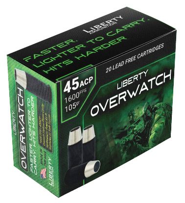 Picture of Liberty Ammunition Laow451051600 Overwatch 45 Acp 105 Gr Open Cavity Design 20 Per Box/ 50 Case 