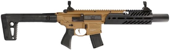 Picture of Sig Sauer Airguns Airmcxcanebrake Mcx Canebrake Air Co2 (Not Included) 177 Pellet 30Rd, Fde Metal Rec, Removable Fixed Black Synthetic Stock, Flat Trigger, Flip-Up Sights 